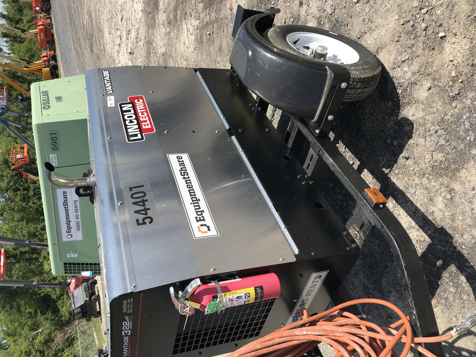 2019 Lincoln Electric Vantage 322 Welder Ready-Pak 3, Two wheel trailer, Fender and Light kit, Cable Rack