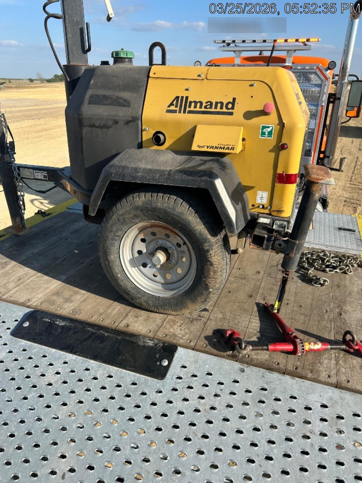 2022 Allmand NLV3GR (4) LED Light Fixture 350W, 23' Vertical Mast, 3kW Prime, Towable, Deep Sea L401, Leveling Jacks, Yanmar T4F 5.8hp