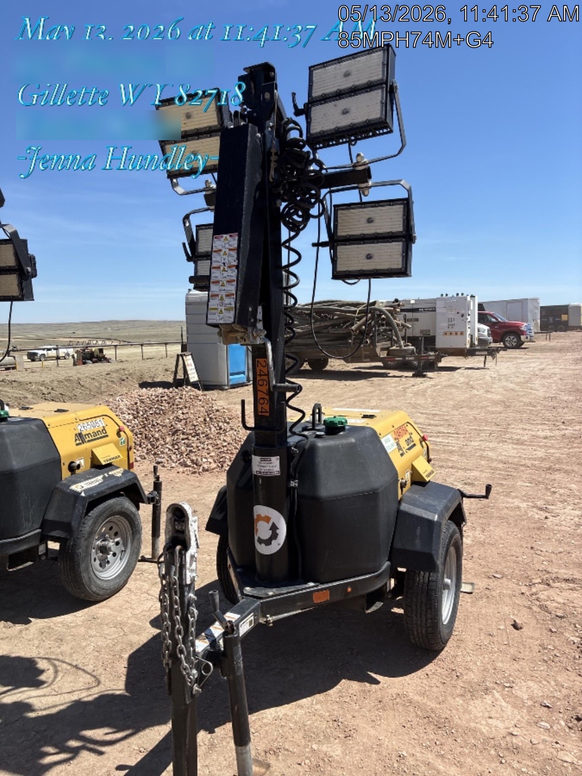 2022 Allmand NLV3GR (4) LED Light Fixture 350W, 23' Vertical Mast, 3kW Prime, Towable, ES Decals, T3