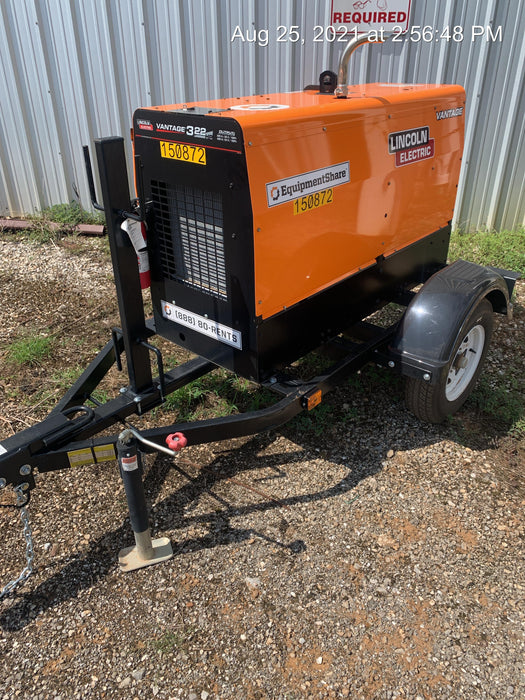 2021 Lincoln Electric Vantage 322 Vantage 322 Ready Pak 3 w/ Telematics & Decals, ORANGE (includes trailer, cable rack, fender light kit)