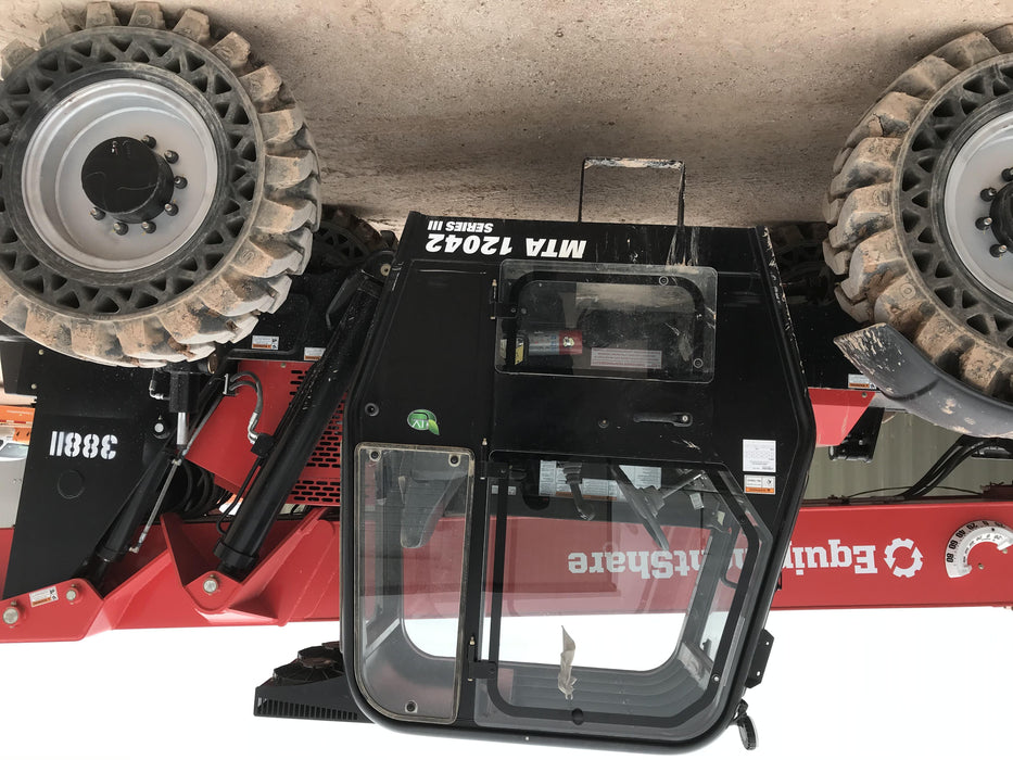 2019 Manitou MTA12042 120hp T4F, Cab/Heat/Air, Cab and Boom LED work lights, Auxiliary Hydraulics, Solid Tires, Amber strobe, Lift Hook 66" Carriage, 60" Forks