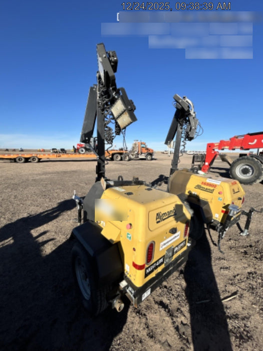 2022 Allmand NLV3GR (4) LED Light Fixture 350W, 23' Vertical Mast, 3kW Prime, Towable, Deep Sea L401, Leveling Jacks, Yanmar T4F 5.8hp