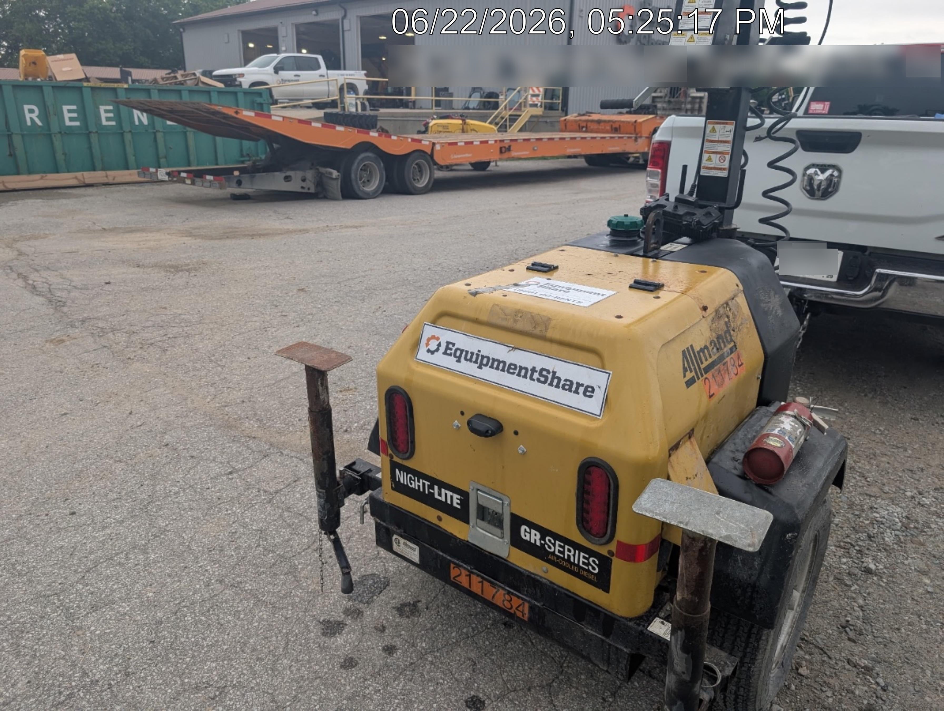 2022 Allmand NLV3GR (4) LED Light Fixture 350W, 23' Vertical Mast, 3kW Prime, Towable, Deep Sea L401, Leveling Jacks, Yanmar T4F 5.8hp