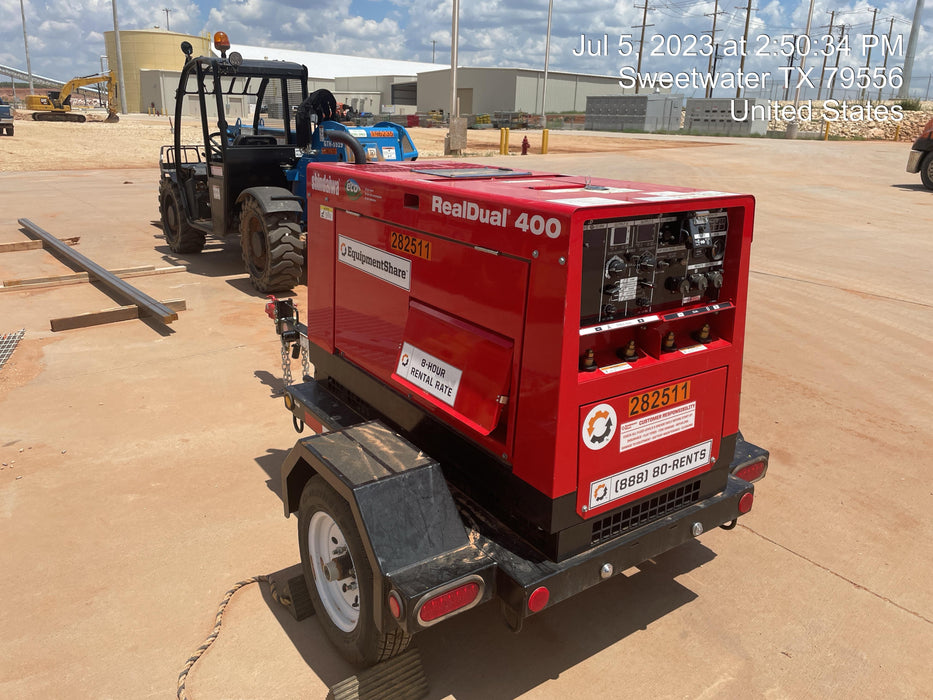 2022 Shindaiwa DGW400MDL Kubota D902 Engine, 23 HP, Dual Op Welder, Wire, Arc, Droop Stick, Tig, and CC Stick Functionality, Simulphase, 3 Phase and 1 Phase Gen Output, Single Axle NB Trlr, Slr Trckl Chrg 12V 12W, Fire Ext
