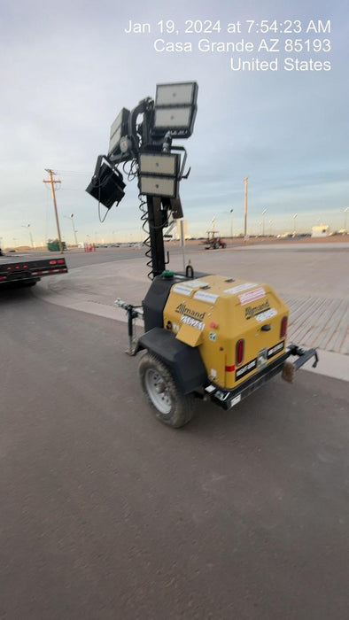 2022 Allmand NLV3GR (4) LED Light Fixture 350W, 23' Vertical Mast, 3kW Prime, Towable, Deep Sea L401, Leveling Jacks, Yanmar T4F 5.8hp