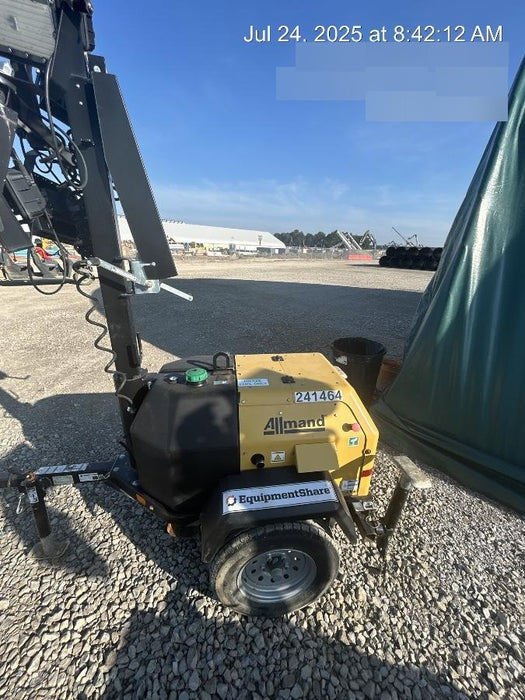 2022 Allmand NLV3GR (4) LED Light Fixture 350W, 23' Vertical Mast, 3kW Prime, Towable, Deep Sea L401, Leveling Jacks, Yanmar T4F 5.8hp