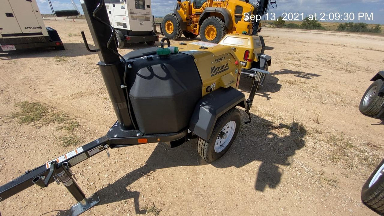 2021 Allmand NLV3GR (4) LED Light Fixture 350W, 23' Vertical Mast, 3kW Prime, Towable, Deep Sea L401, Leveling Jacks, Yanmar T4F 5.8hp