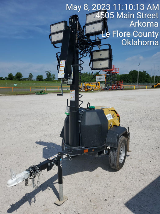 2022 Allmand NLV3GR (4) LED Light Fixture 350W, 23' Vertical Mast, 3kW Prime, Towable, Deep Sea L401, Leveling Jacks, Yanmar T4F 5.8hp