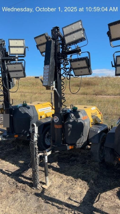 2022 Allmand NLV3GR (4) LED Light Fixture 350W, 23' Vertical Mast, 3kW Prime, Towable, ES Decals, T3