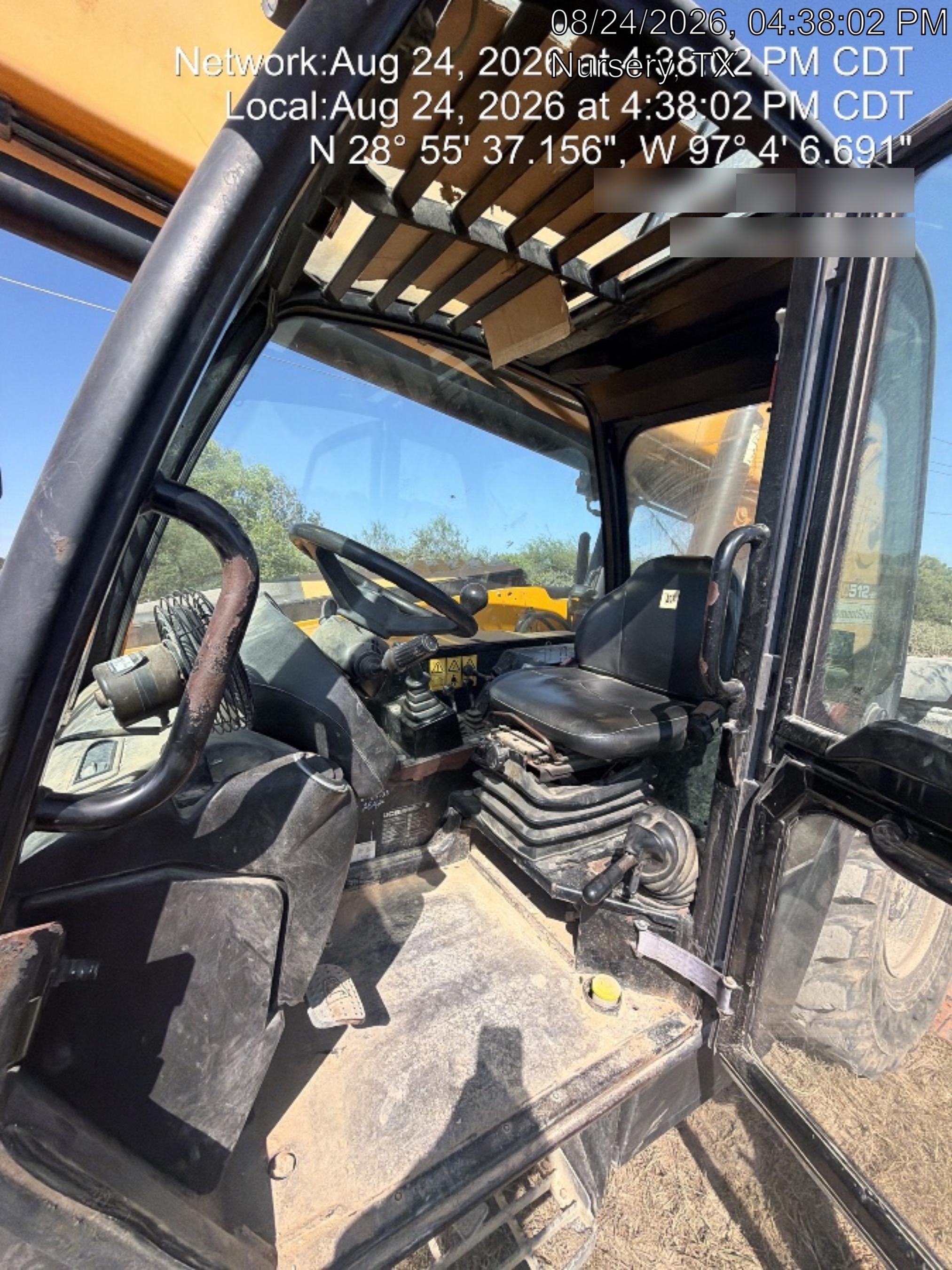 2019 JCB 512-56 74 HP w/CAB/HVAC, Beacon, Aux Hydraulics, Worklights, Solid Tires w/60" Carriage/Forks