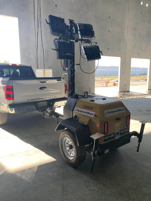 2021 Allmand NLV3GR (4) LED Light Fixture 350W, 23' Vertical Mast, 3kW Prime, Towable, Deep Sea L401, Leveling Jacks, Yanmar T4F 5.8hp