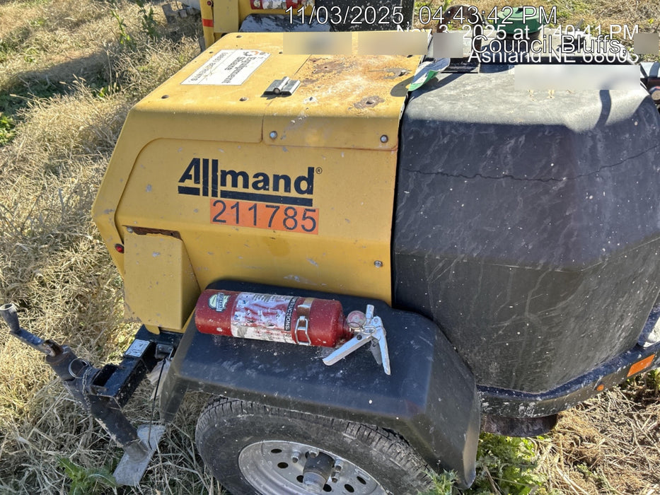 2022 Allmand NLV3GR (4) LED Light Fixture 350W, 23' Vertical Mast, 3kW Prime, Towable, Deep Sea L401, Leveling Jacks, Yanmar T4F 5.8hp