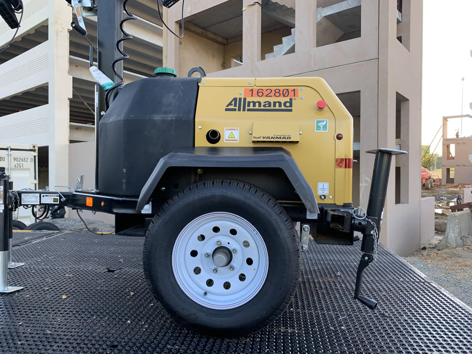 2021 Allmand NLV3GR (4) LED Light Fixture 350W, 23' Vertical Mast, 3kW Prime, Towable, Deep Sea L401, Leveling Jacks, Yanmar T4F 5.8hp