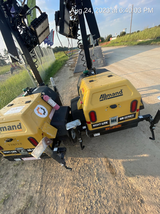 2022 Allmand NLV3GR (4) LED Light Fixture 350W, 23' Vertical Mast, 3kW Prime, Towable, Deep Sea L401, Leveling Jacks, Yanmar T4F 5.8hp