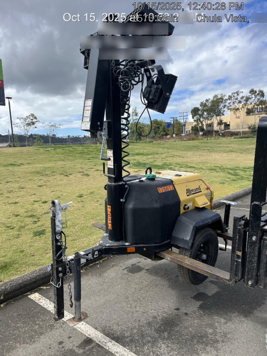 Allmand NLV3GR (4) LED Light Fixture 350W, 23' Vertical Mast, 3kW Prime, Towable, Deep Sea L401, Leveling Jacks, Yanmar T4F 5.8hp