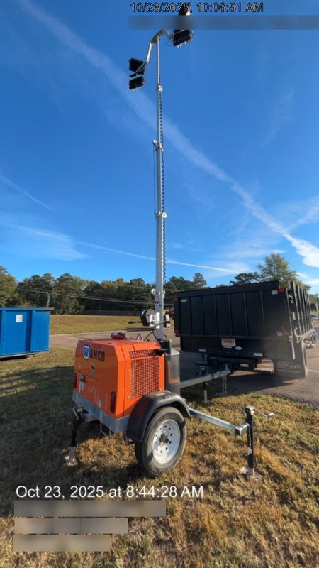 2025 Wanco WLTT-4MM4K Diesel, Mitsubishi L2E, 9.0HP @1800 rpm, Deep Sea Controller, Shore Power Plug, Auto Start, (4) 350W LED Floodlights, 4kW Generator, 60 Gal Fuel Tank, 2" Ball, T3