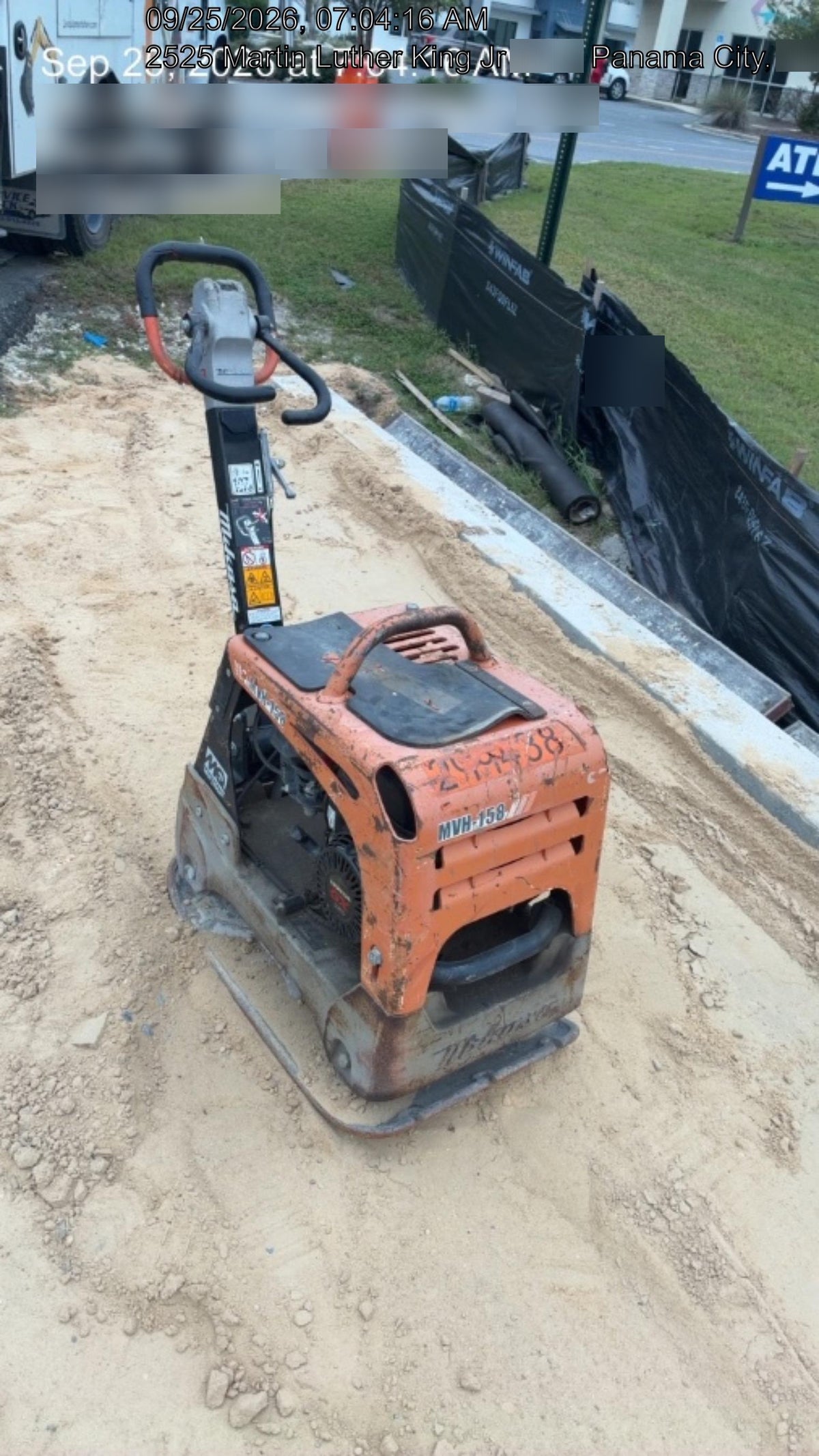 2023 Multiquip MVH158 Honda GX200, 17" Plate, Gas