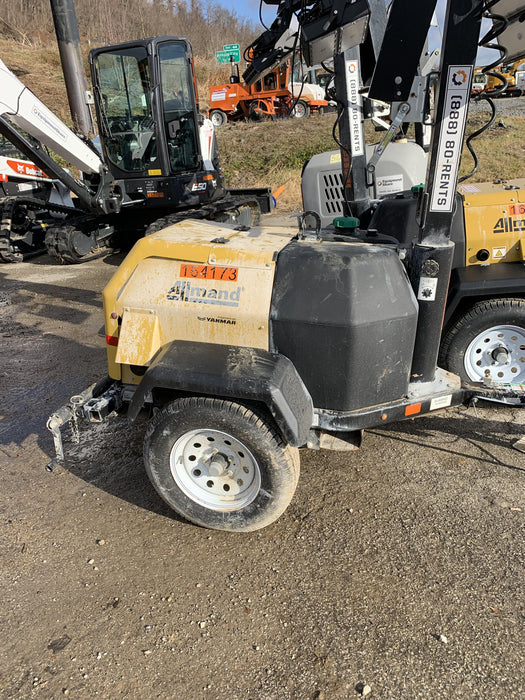 2021 Allmand NLV3GR (4) LED Light Fixture 350W, 23' Vertical Mast, 3kW Prime, Towable, Deep Sea L401, Leveling Jacks, Yanmar T4F 5.8hp