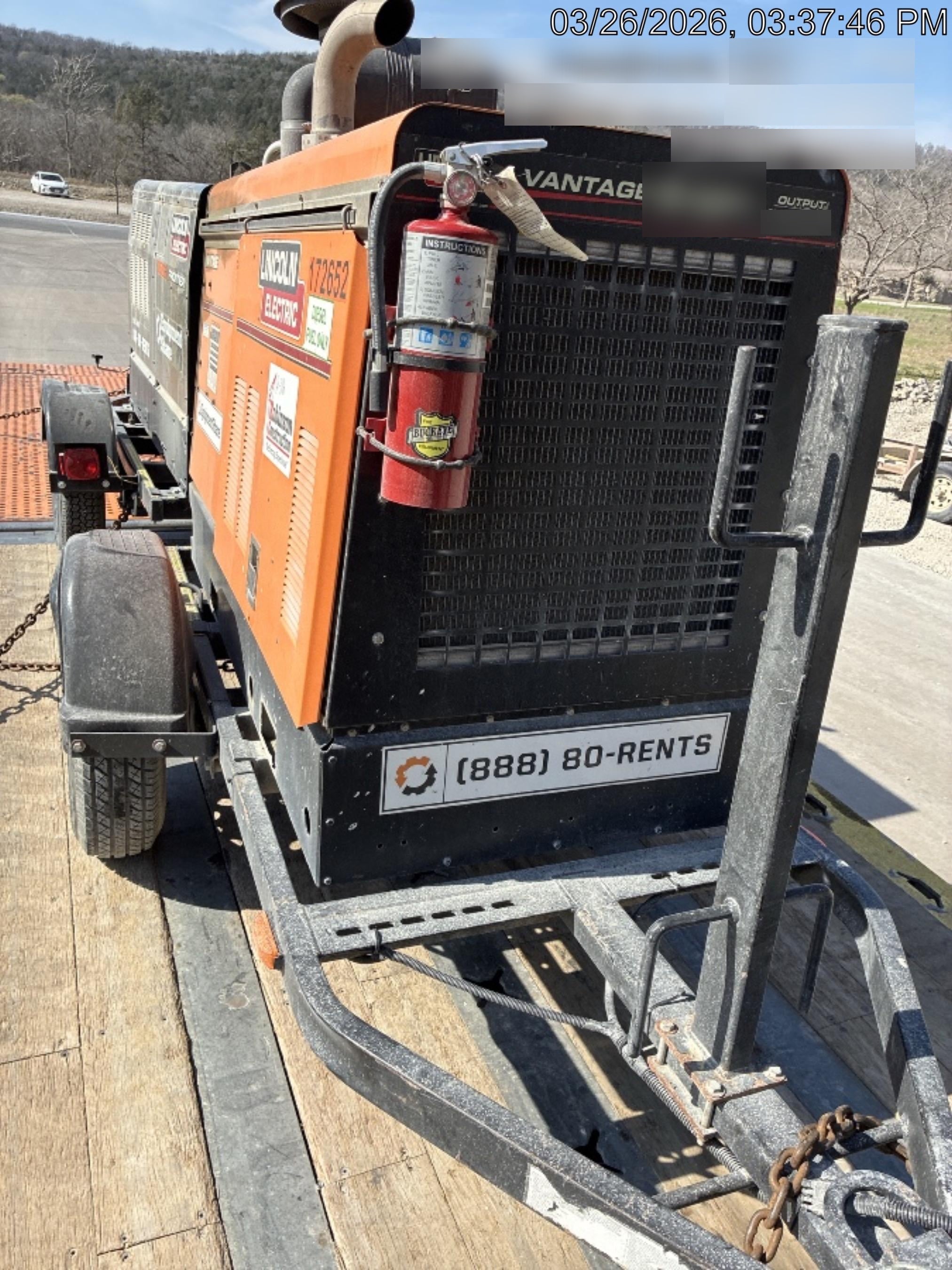 2021 Lincoln Electric Vantage 549X Ready Pak 3, ORANGE (includes trailer, cable rack, fender light kit)