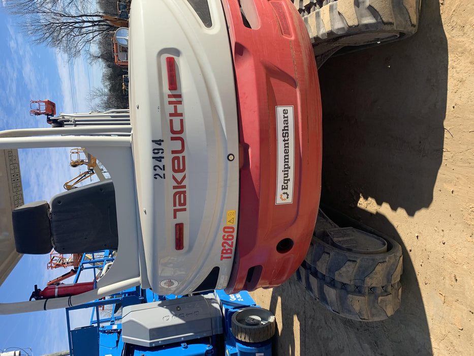 2019 Takeuchi TB260 Takeuchi TB260 Canopy w/Rubber Tracks, Auxiliary Hydraulics, Standard Blade, Manual QC