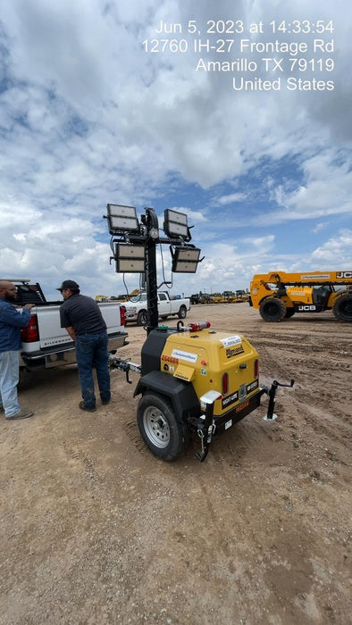 2022 Allmand NLV3GR (4) LED Light Fixture 350W, 23' Vertical Mast, 3kW Prime, Towable, ES Decals, T3