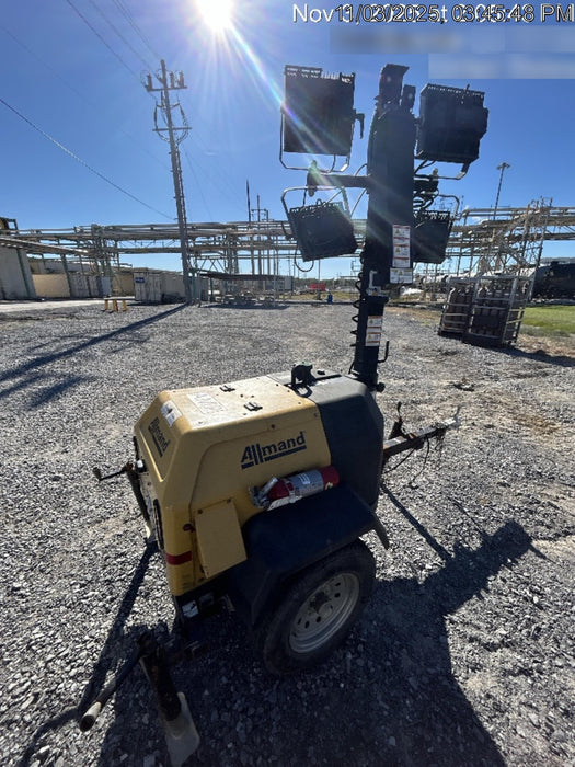 2022 Allmand NLV3GR (4) LED Light Fixture 350W, 23' Vertical Mast, 3kW Prime, Towable, Deep Sea L401, Leveling Jacks, Yanmar T4F 5.8hp