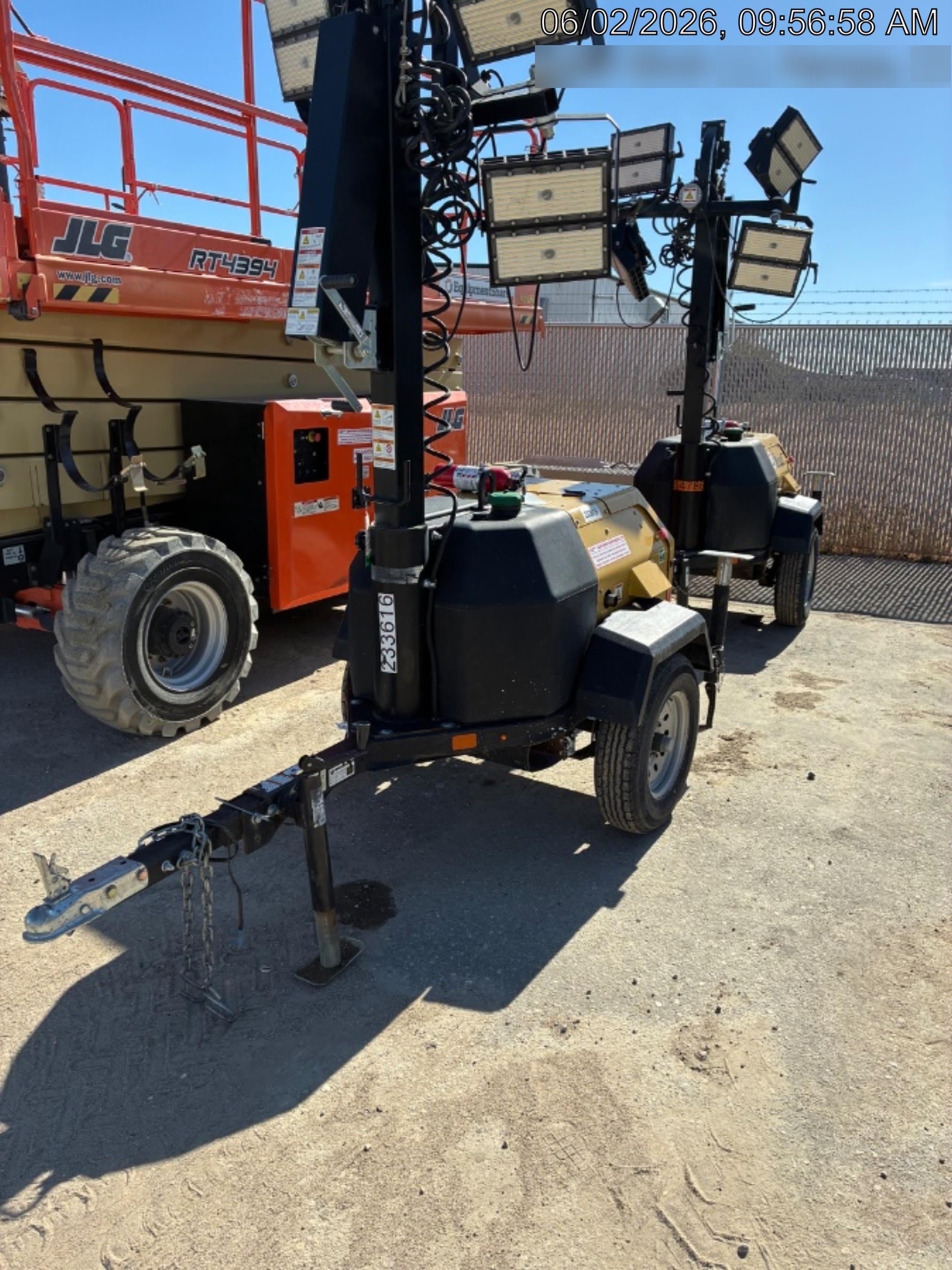 2022 Allmand NLV3GR (4) LED Light Fixture 350W, 23' Vertical Mast, 3kW Prime, Towable, Deep Sea L401, Leveling Jacks, Yanmar T4F 5.8hp