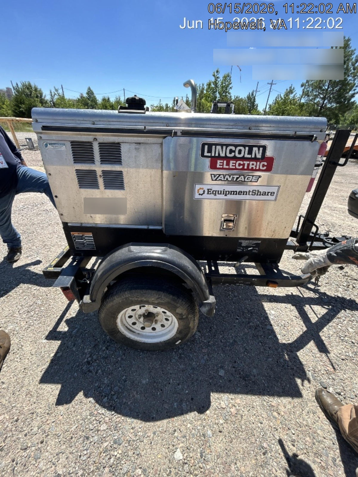 2019 Lincoln Electric Vantage 322 Ready-Pak 3, Two Wheel Trailer, Fender and Light Kit, Cable Rack