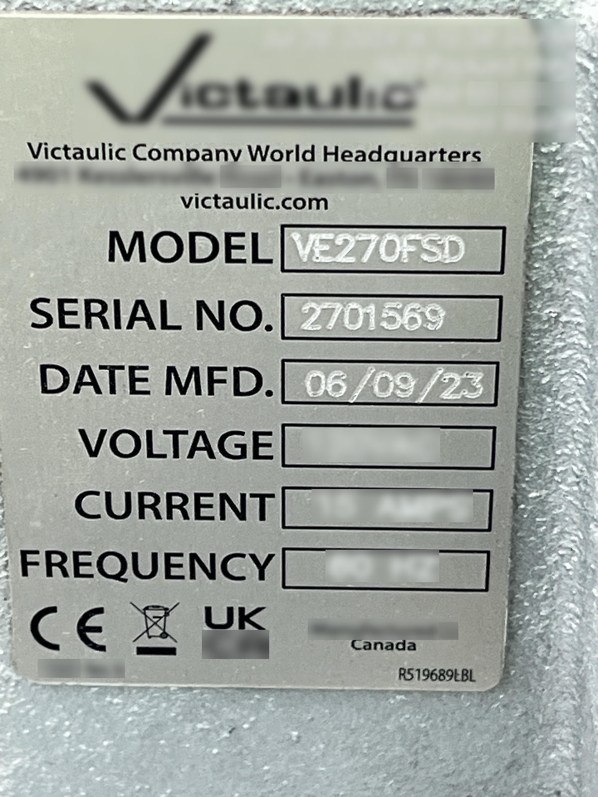 2023 VICTAULIC VE270FSD