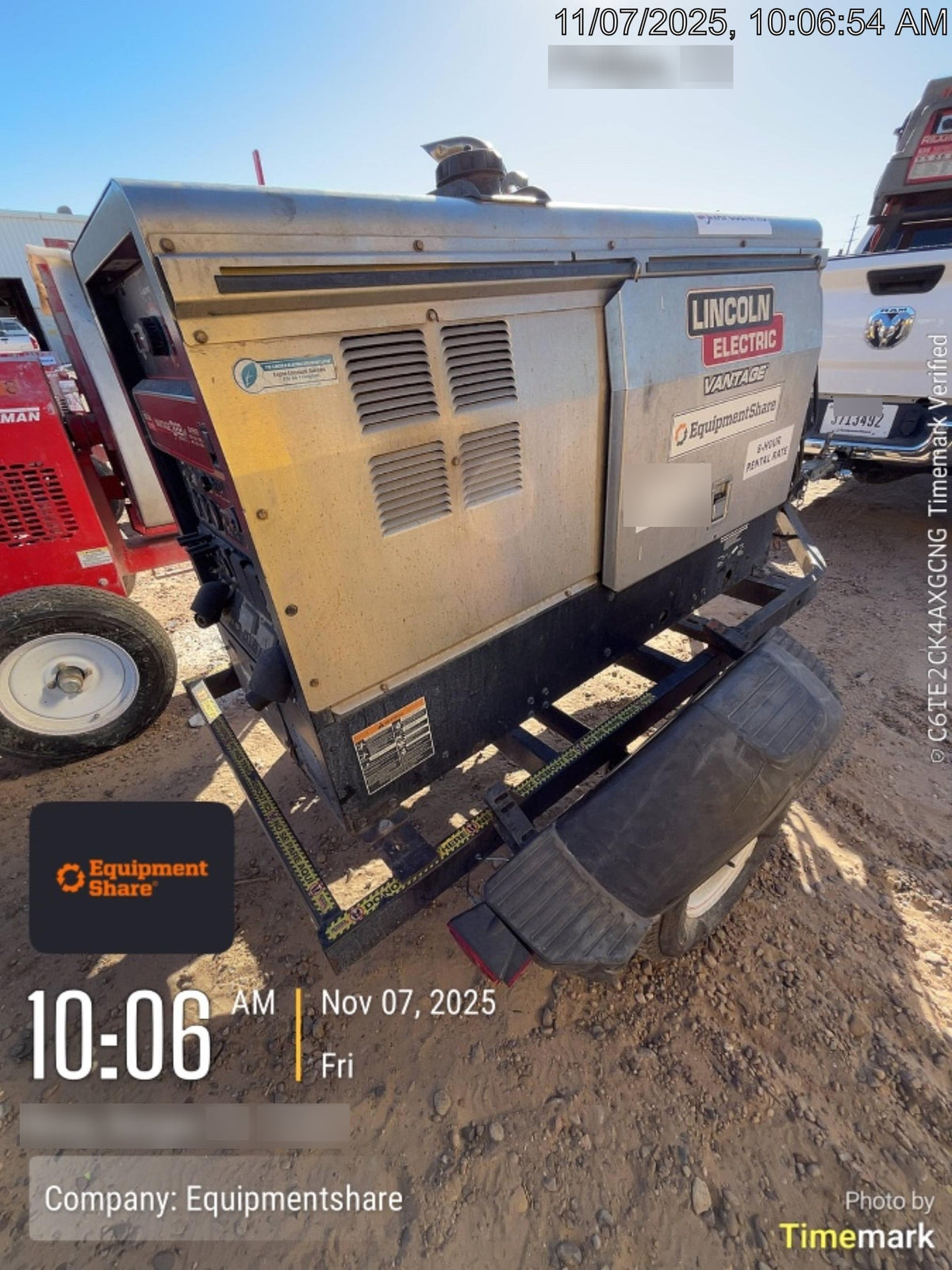 2019 Lincoln Electric Vantage 322 Welder Ready-Pak 3, Two wheel trailer, Fender and Light kit, Cable Rack