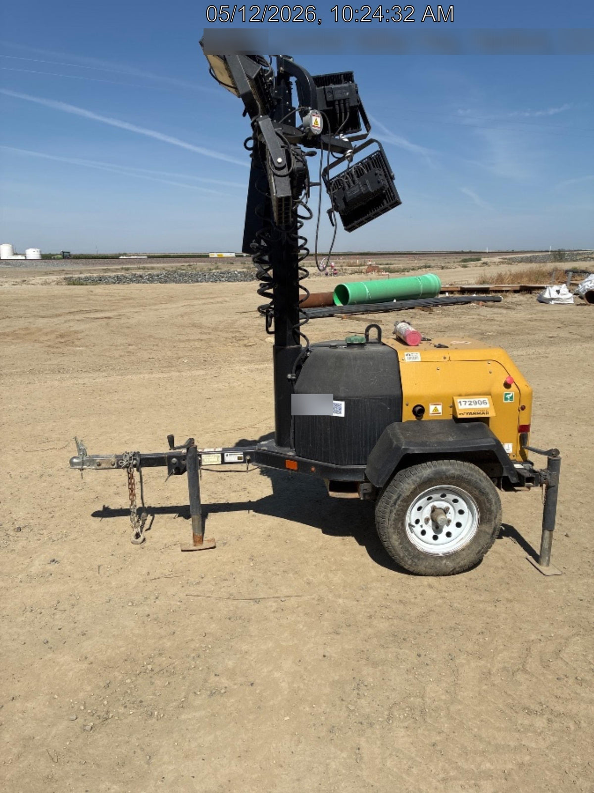 Allmand NLV3GR (4) LED Light Fixture 350W, 23' Vertical Mast, 3kW Prime, Towable, Deep Sea L401, Leveling Jacks, Yanmar T4F 5.8hp
