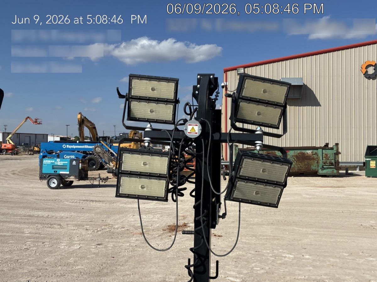 2022 Allmand NLV3GR (4) LED Light Fixture 350W, 23' Vertical Mast, 3kW Prime, Towable, Deep Sea L401, Leveling Jacks, Yanmar T4F 5.8hp