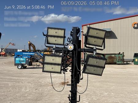 2022 Allmand NLV3GR (4) LED Light Fixture 350W, 23' Vertical Mast, 3kW Prime, Towable, Deep Sea L401, Leveling Jacks, Yanmar T4F 5.8hp