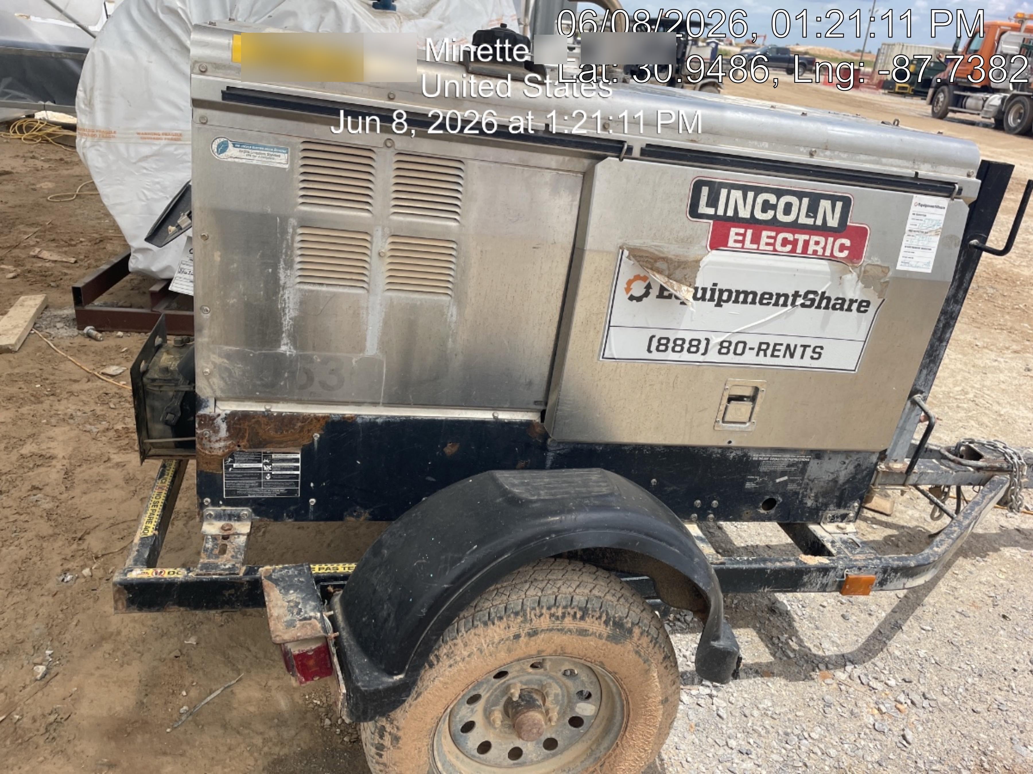 2019 Lincoln Electric Vantage 322 Welder Ready-Pak 3, Two wheel trailer, Fender and Light kit, Cable Rack