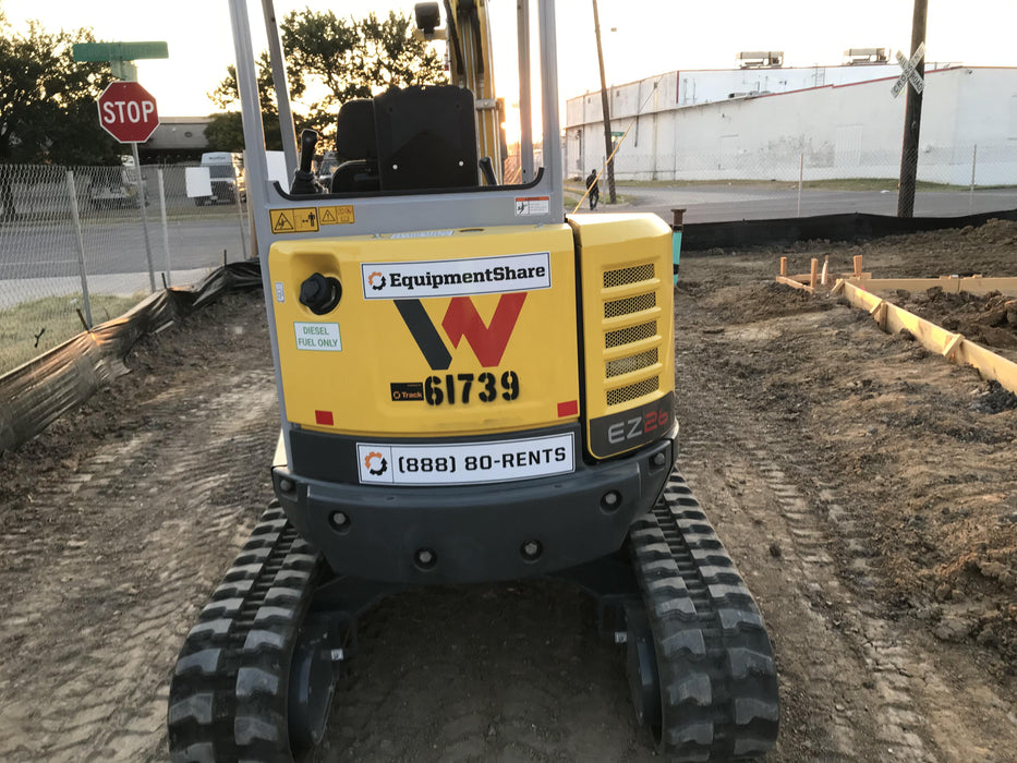 2019 Wacker Neuson EZ26 MX, Trk, Long, Canopy w/Manual Coupler, 3-40mm Pin Kits, 12"/18"/24" Pin on Buckets