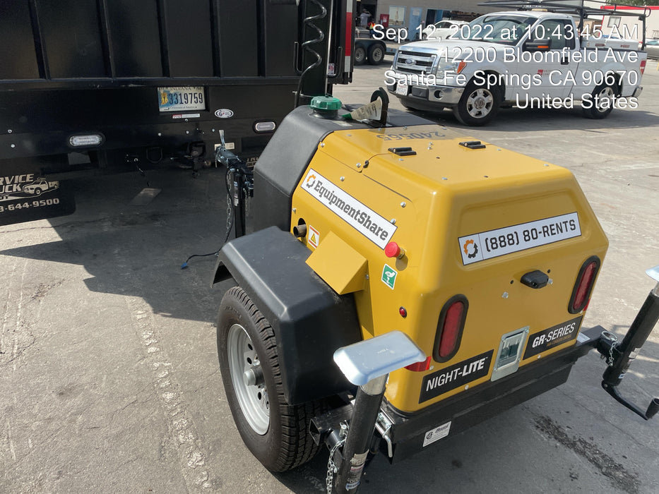 2022 Allmand NLV3GR (4) LED Light Fixture 350W, 23' Vertical Mast, 3kW Prime, Towable, Deep Sea L401, Leveling Jacks, Yanmar T4F 5.8hp