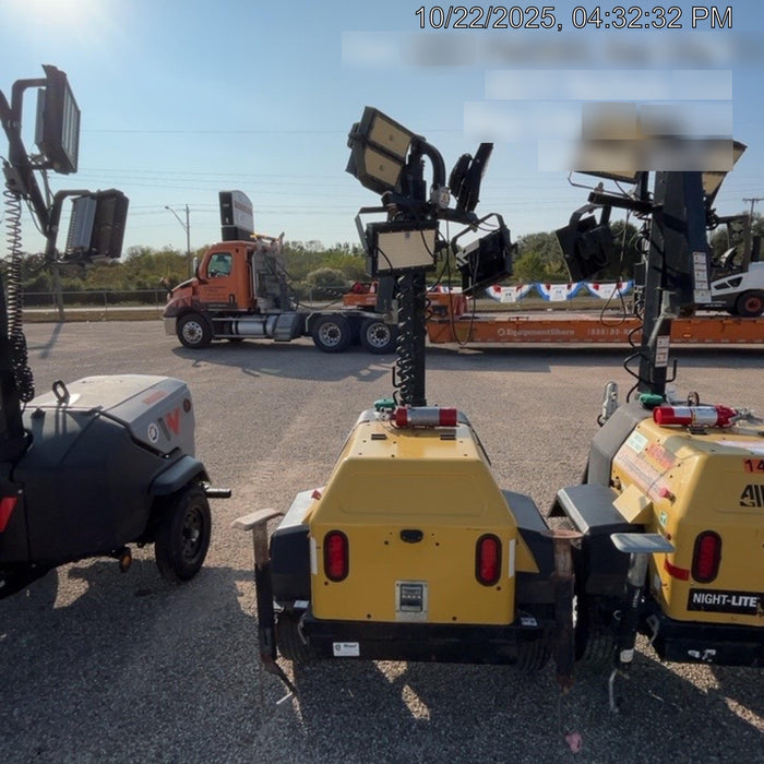 2022 Allmand NLV3GR (4) LED Light Fixture 350W, 23' Vertical Mast, 3kW Prime, Towable, Deep Sea L401, Leveling Jacks, Yanmar T4F 5.8hp