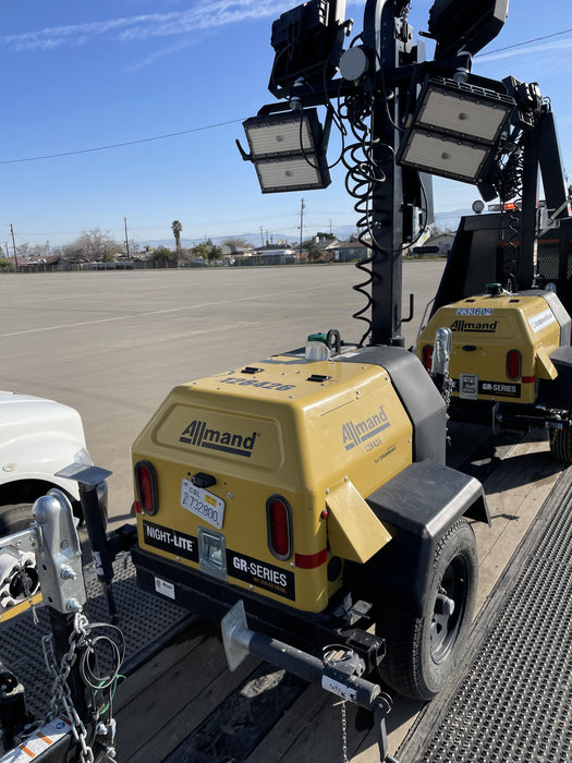 2021 Allmand NLV3GR (4) LED Light Fixture 350W, 23' Vertical Mast, 3kW Prime, Towable, Deep Sea L401, Leveling Jacks, Yanmar T4F 5.8hp