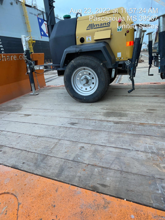 2022 Allmand NLV3GR (4) LED Light Fixture 350W, 23' Vertical Mast, 3kW Prime, Towable, Deep Sea L401, Leveling Jacks, Yanmar T4F 5.8hp