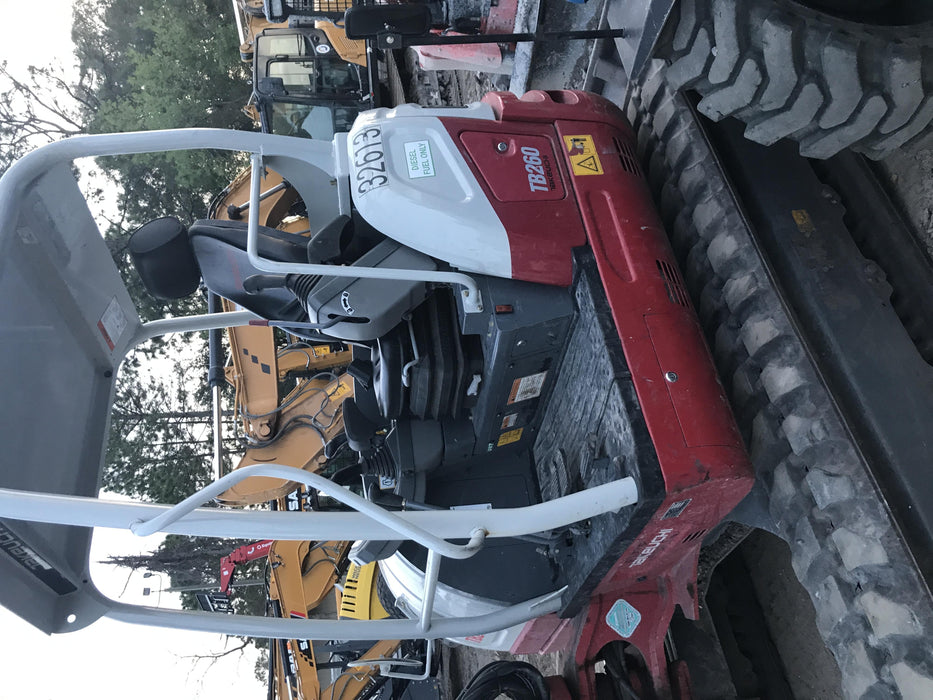 2019 Takeuchi TB260 Canopy, Standard Blade, Auxiliary hydraulics Manual QC, Hydraulic thumb, 12" ,18", 24" Bucket