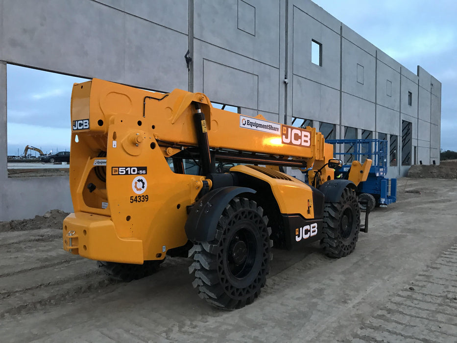 2019 JCB 510-56 Canopy, 74 HP, Solid Tires, STD Worklight, Beacon, Aux Hydraulics, Lifting Eye, Back up Alarm w/66" Carriage/60" Forks