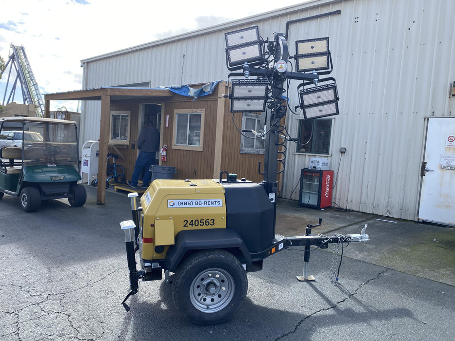 2022 Allmand NLV3GR (4) LED Light Fixture 350W, 23' Vertical Mast, 3kW Prime, Towable, Deep Sea L401, Leveling Jacks, Yanmar T4F 5.8hp