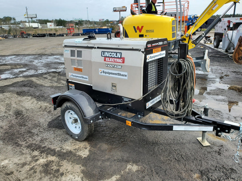 2019 Lincoln Electric Vantage 322 Welder Ready-Pak 3, Two wheel trailer, Fender and Light kit, Cable Rack