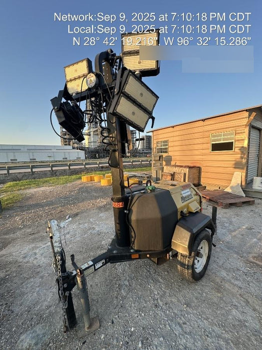 Allmand NLV3GR (4) LED Light Fixture 350W, 23' Vertical Mast, 3kW Prime, Towable, Deep Sea L401, Leveling Jacks, Yanmar T4F 5.8hp