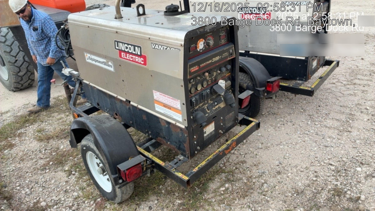 2019 Lincoln Electric Vantage 322 Welder Ready-Pak 3, Two wheel trailer, Fender and Light kit, Cable Rack