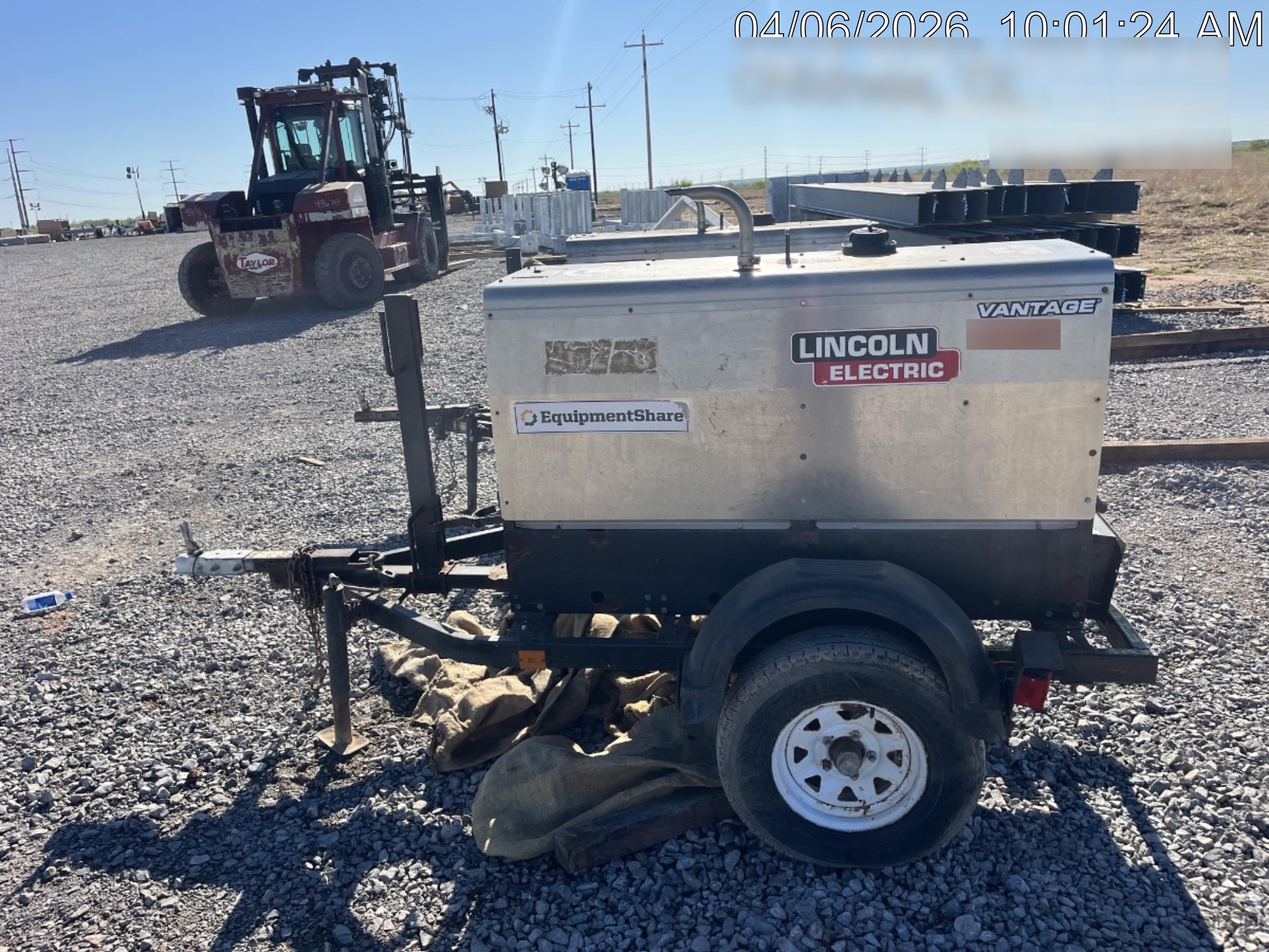 2019 Lincoln Electric Vantage 322 Lincoln Vantage 322 Welder w/Trailer, Light Kit, Cable Rack