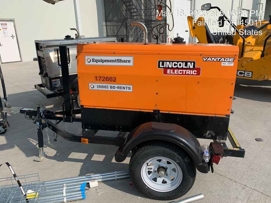2021 Lincoln Electric Vantage 322 Vantage 322 Ready Pak 3 w/ Decals, ORANGE (includes trailer, cable rack, fender light kit) NO Telematics
