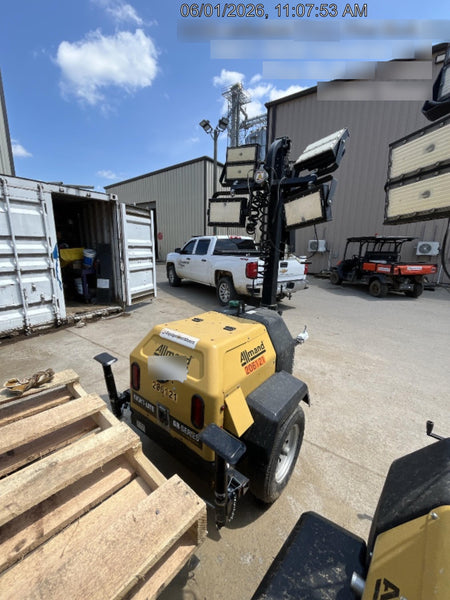 2022 Allmand NLV3GR (4) LED Light Fixture 350W, 23' Vertical Mast, 3kW Prime, Towable, Deep Sea L401, Leveling Jacks, Yanmar T4F 5.8hp