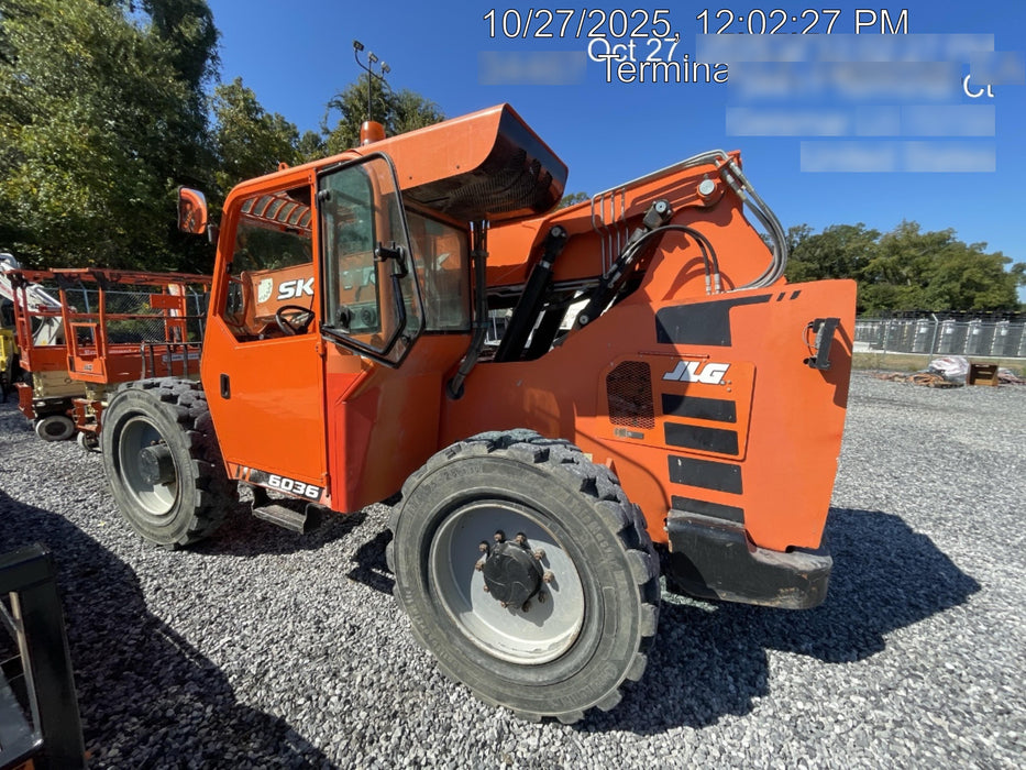 2019 Skytrak 6036 Cab/Heat/Air, Solid Tires, LED Work Lights, Beacon w/50" Carriage, 48" Pallet Forks