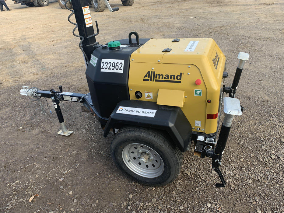 2022 Allmand NLV3GR (4) LED Light Fixture 350W, 23' Vertical Mast, 3kW Prime, Towable, Deep Sea L401, Leveling Jacks, Yanmar T4F 5.8hp